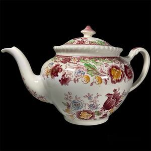 Johnson Brothers Winchester Teapot & Lid Pink (Rope Edge) England Floral 5 Cup